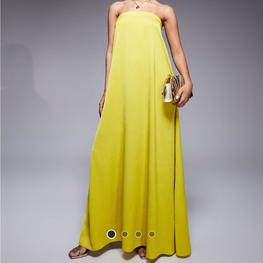 ASOS Design Bandeau Chartreuse Maxi Dress